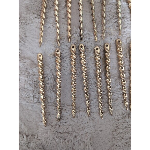 Vtg Hard Plastic Icicle Ornaments Gold 64 Christmas Dangling Spiral - Picture 2 of 6